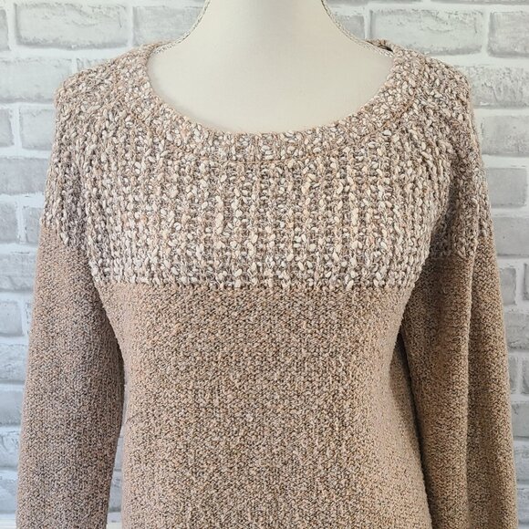 Fate Chunky Knit Cozy Sweater Khaki Tan Crewneck Long Sleeve Womens XL Pullover - Picture 2 of 8